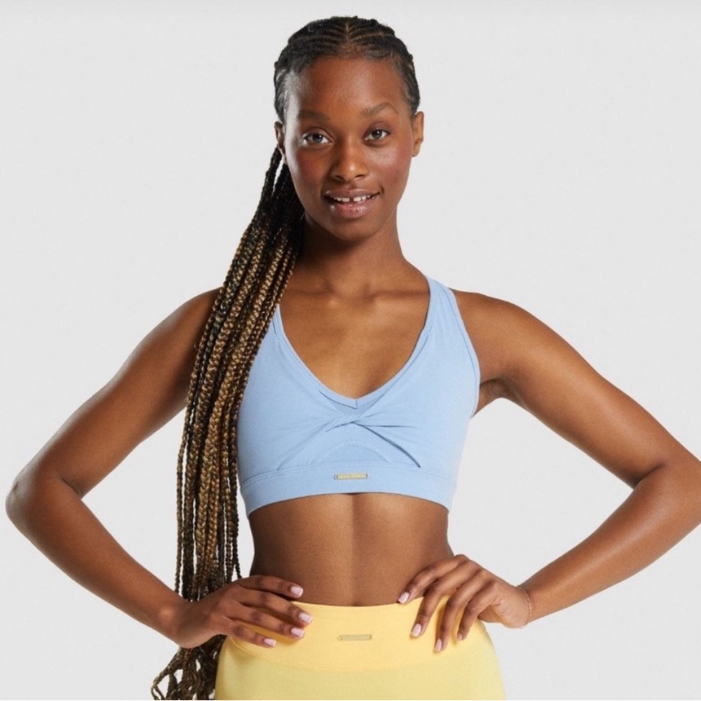 Whitney Simmons Gymshark Blue Mesh Sports Bra Top